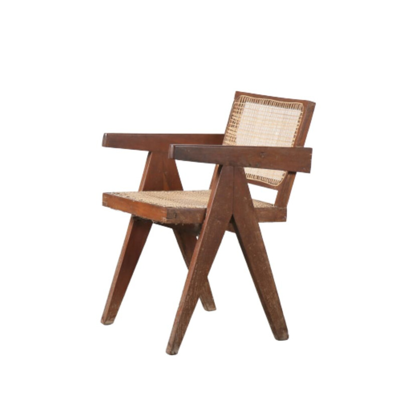 Vintage Armchair for Chandigarh,Pierre Jeanneret Cane India, 1950