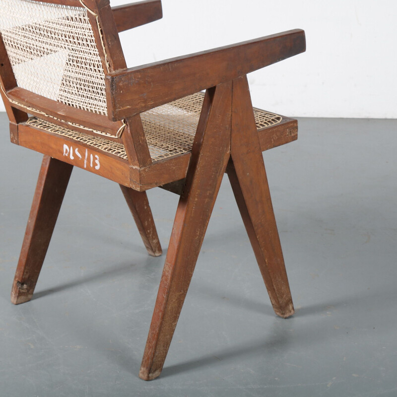 Vintage Armchair for Chandigarh,Pierre Jeanneret Cane India, 1950