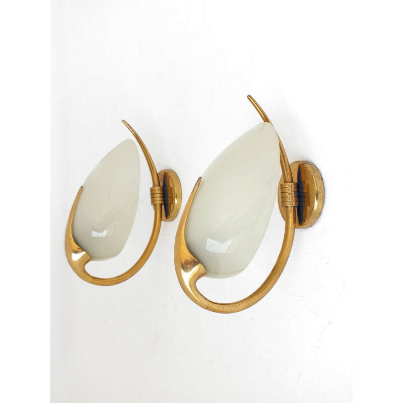 Pair of wall lamp Oscar Torlasco Lumi Italy 1950