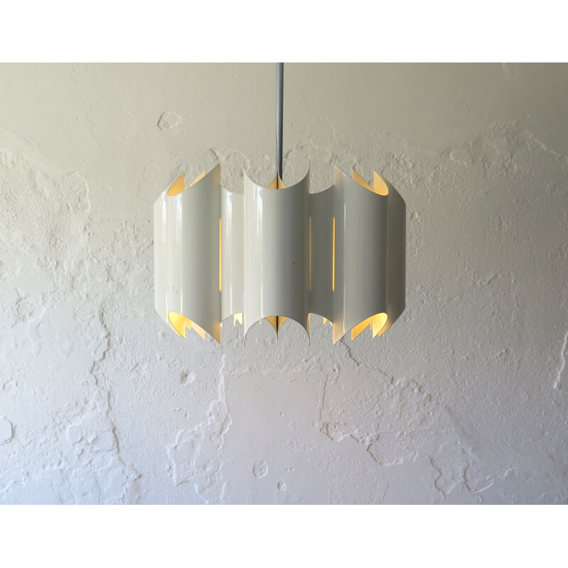 Vintage white metal pendant lamp, 1970s