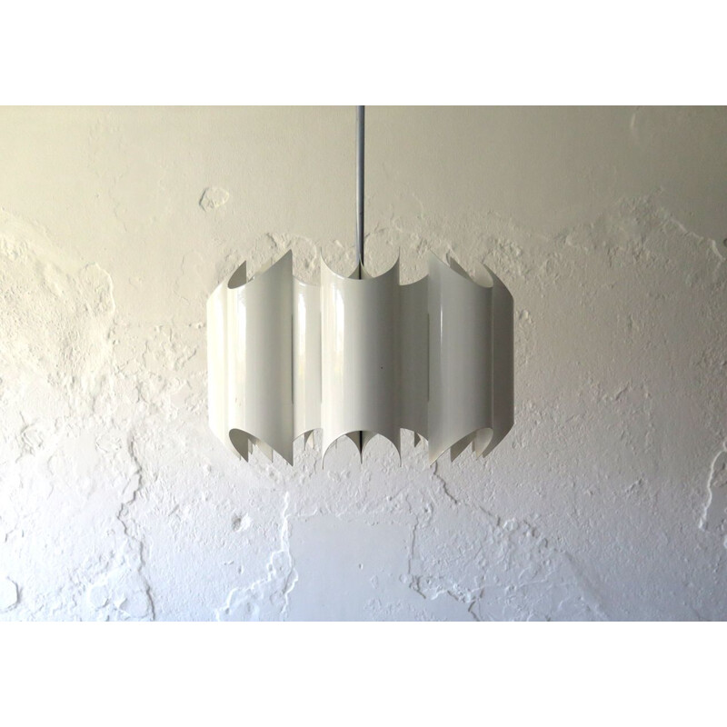 Vintage white metal pendant lamp, 1970s