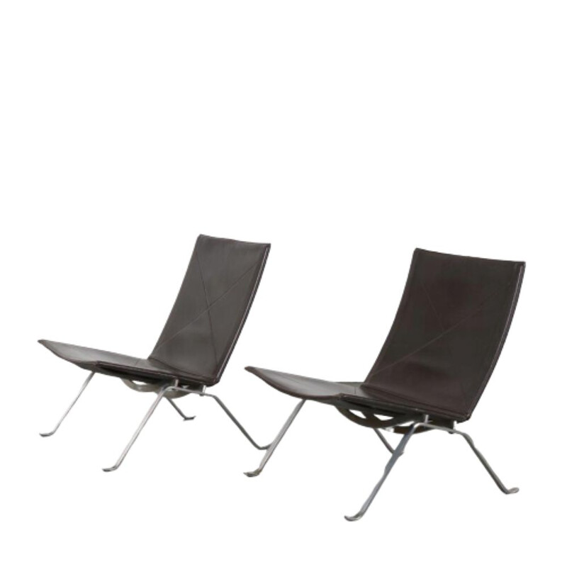 Pair of vintage PK22 Lounge Chairs by Poul Kjaerholm for Fritz Hansen, Denmark, 1960