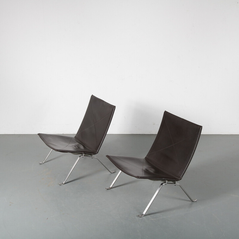 Paire de fauteuils lounge vintage PK22 de Poul Kjaerholm pour Fritz Hansen, Danemark, 1960