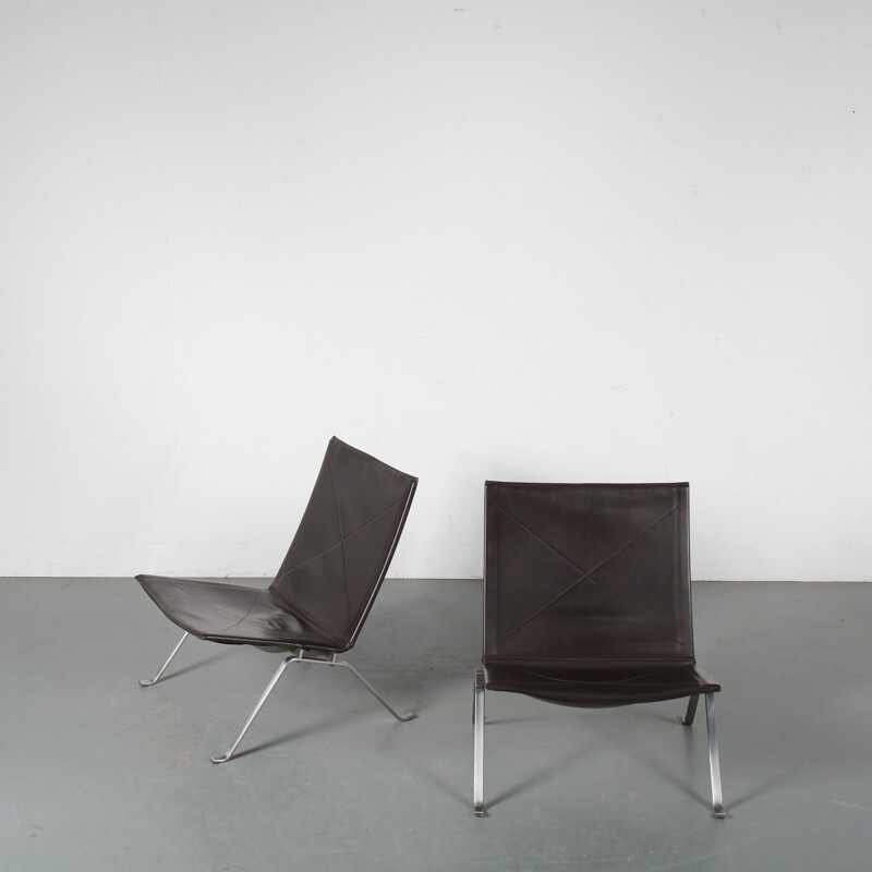 Pair of vintage PK22 Lounge Chairs by Poul Kjaerholm for Fritz Hansen, Denmark, 1960