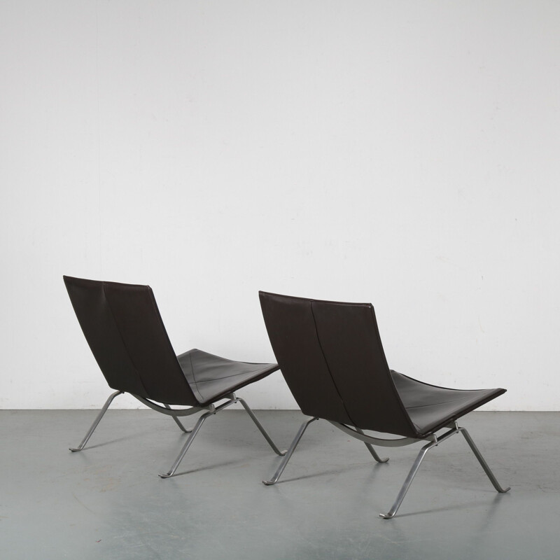 Paire de fauteuils lounge vintage PK22 de Poul Kjaerholm pour Fritz Hansen, Danemark, 1960