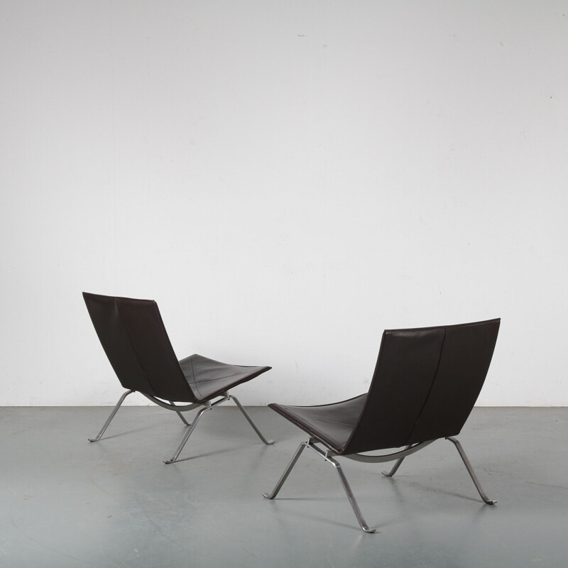 Paire de fauteuils lounge vintage PK22 de Poul Kjaerholm pour Fritz Hansen, Danemark, 1960