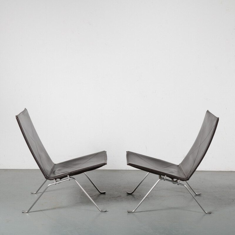 Pair of vintage PK22 Lounge Chairs by Poul Kjaerholm for Fritz Hansen, Denmark, 1960