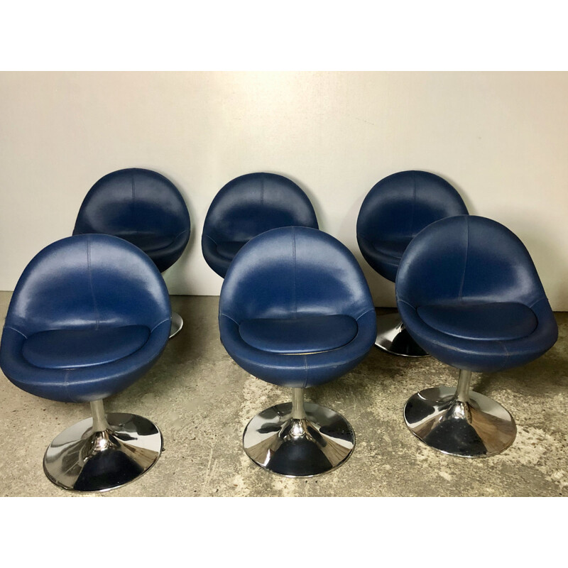 Set van 6 vintage Venus fauteuils in skai van Börje Johanson 1960