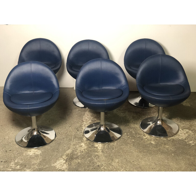 Set of 6 Vintage Venus Chairs in Skai by Börje Johanson 1960