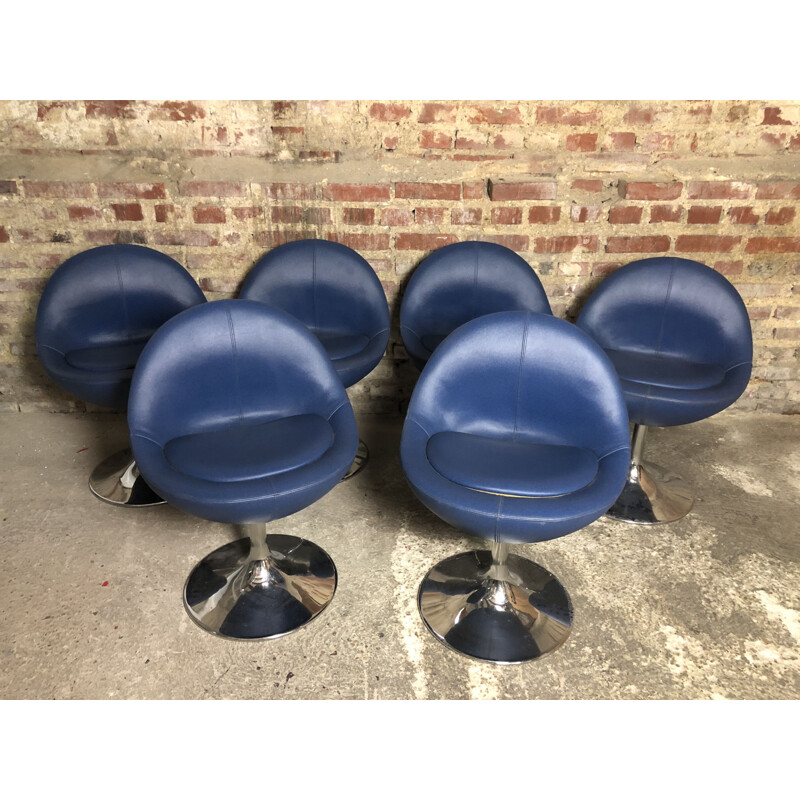 Set of 6 Vintage Venus Chairs in Skai by Börje Johanson 1960