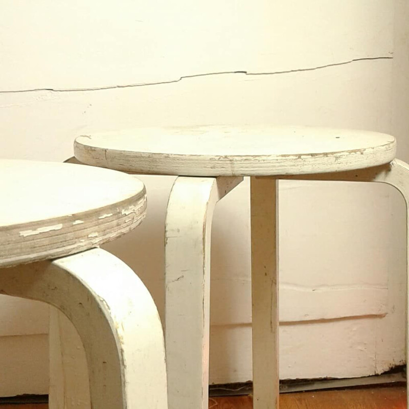 Pair of vintage Artek stools by Alvar Aalto