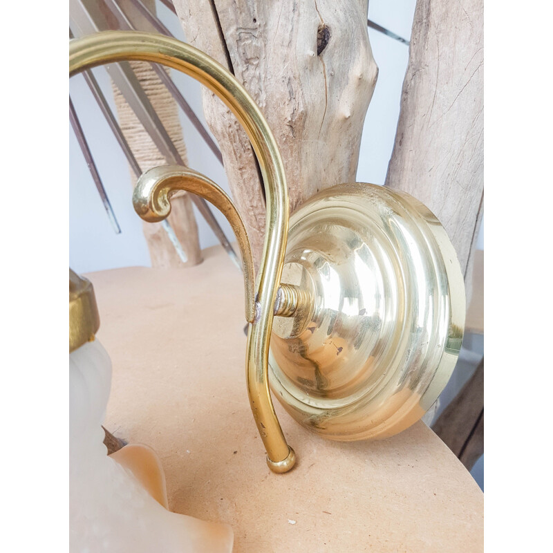 Vintage bronze and Hollywood tulip wall sconce 
