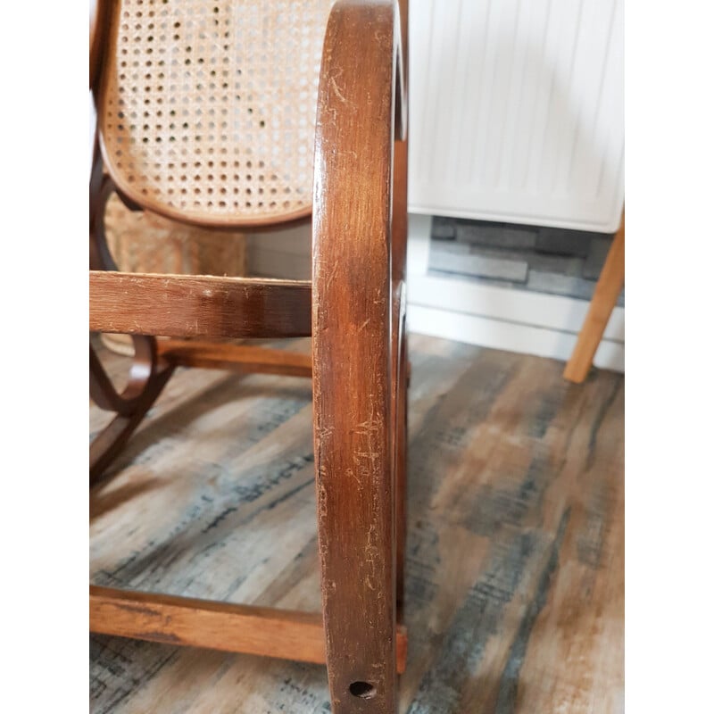 Vintage Rocking chair child wood caning