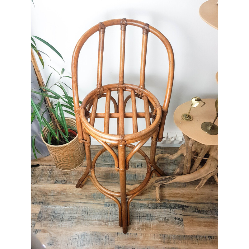 Vintage rattan bistro stool 1950's 