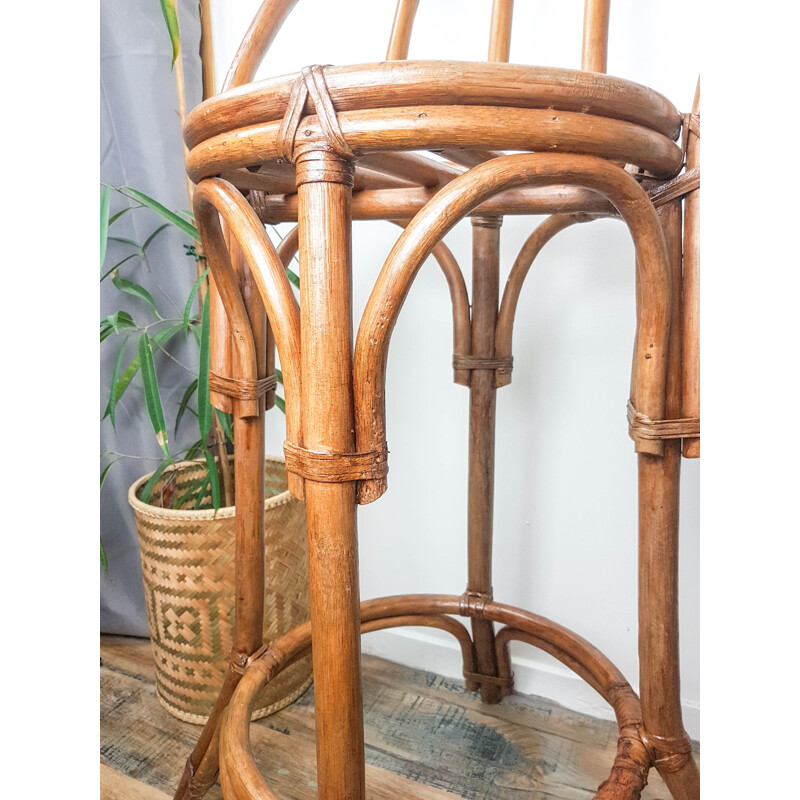 Vintage rattan bistro stool 1950's 