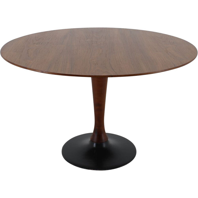 Vintage teak round table Czechoslovakia 1970