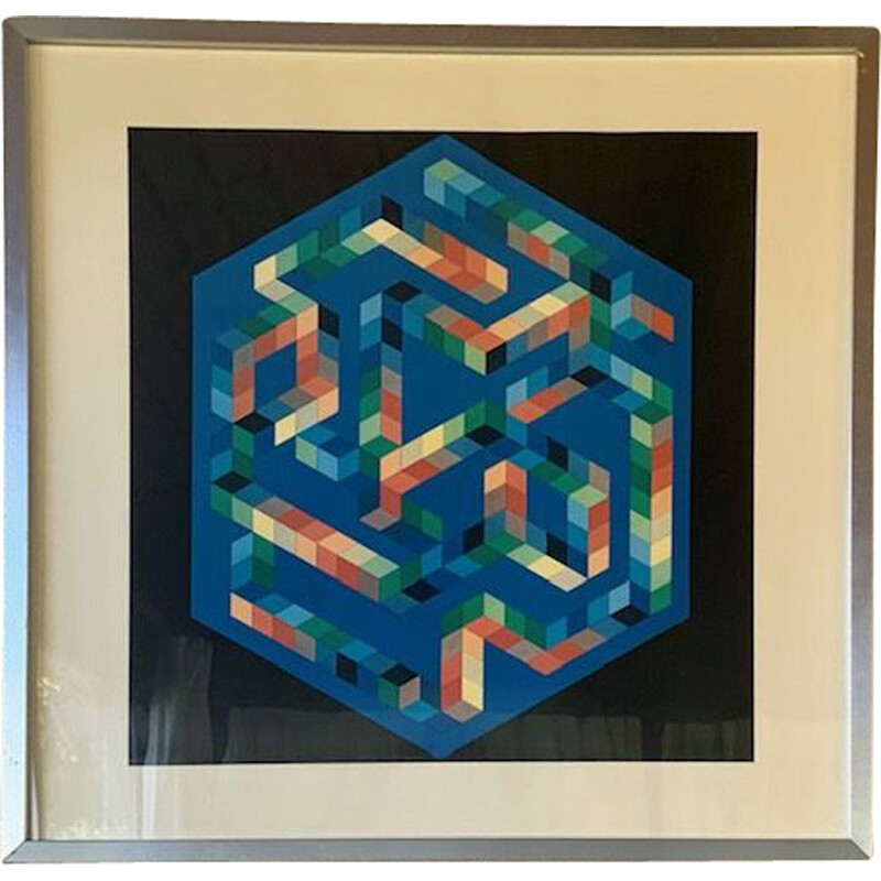 Vintage Op Impression of the art gallery 'BABEL - 3' Victor Vasarely 1971