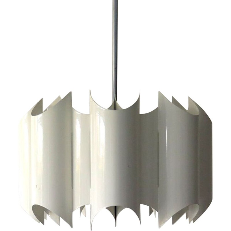 Vintage white metal pendant lamp, 1970s