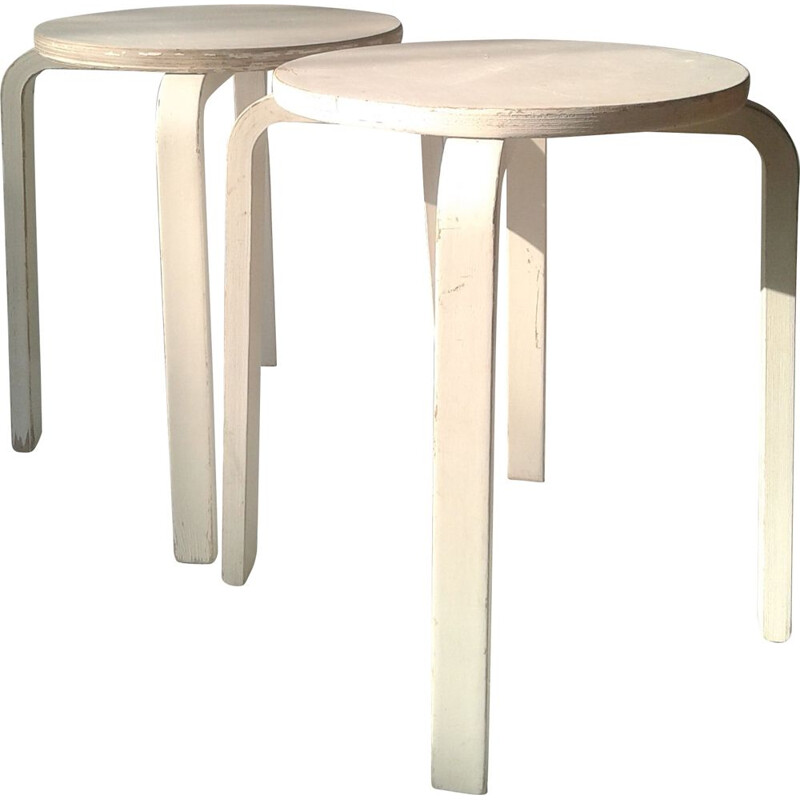 Pair of vintage Artek stools by Alvar Aalto