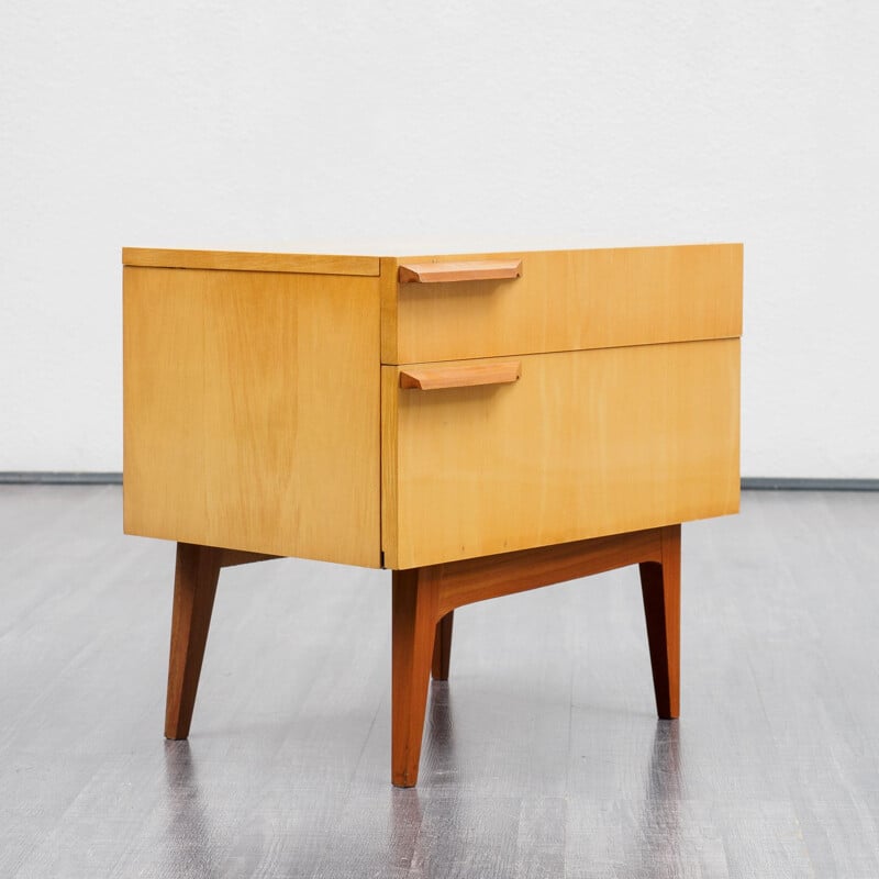 Pair of Vintage bedside tables, birchwood 1950s