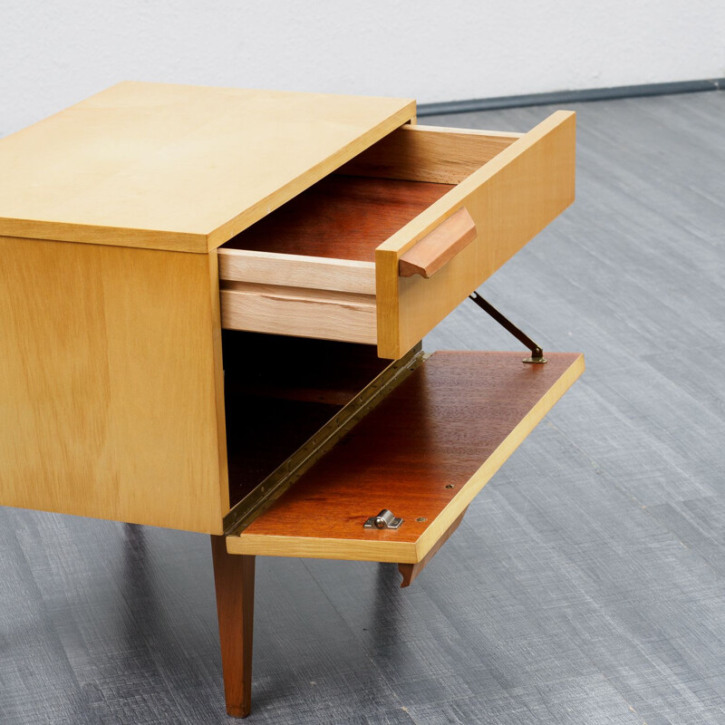 Pair of Vintage bedside tables, birchwood 1950s