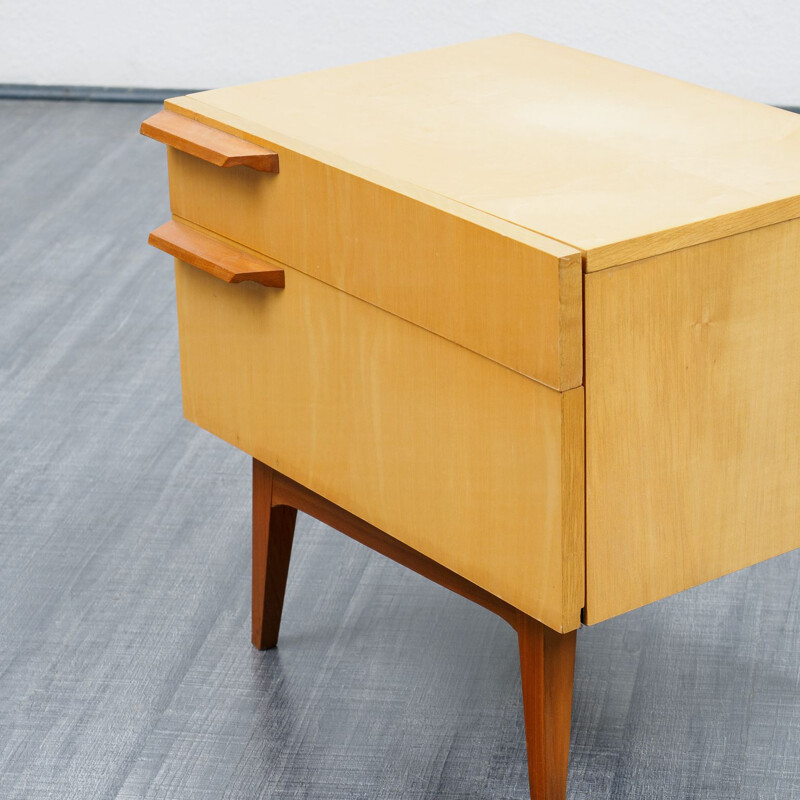 Pair of Vintage bedside tables, birchwood 1950s