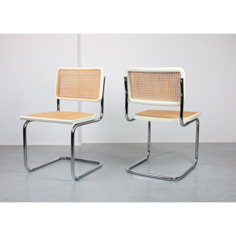 Ensemble de 2 chaises cantilever Vintage en acier tubulaire, 1960