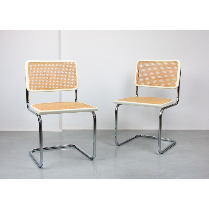 Ensemble de 2 chaises cantilever Vintage en acier tubulaire, 1960