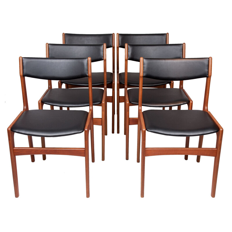 Set of 8 vintage dining chairs Teak by Erik Buch danish 1960s