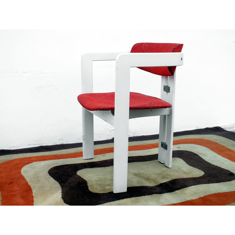 Vintage Pozzi stoelen oranje textiel Augusto Savini Pamplona Italië 1965