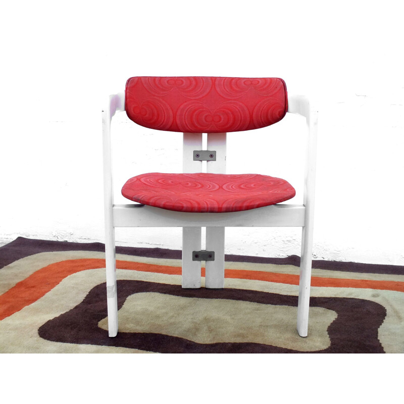 Vintage Chairs Pozzi optic textile orange Augusto Savini Pamplona Italy 1965