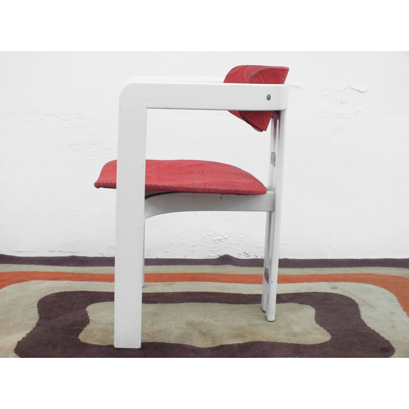 Vintage Pozzi stoelen oranje textiel Augusto Savini Pamplona Italië 1965