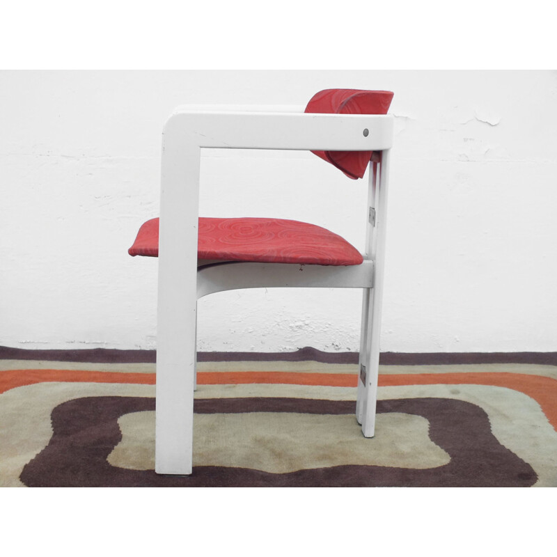 Cadeiras Vintage Pozzi têxteis laranja Augusto Savini Pamplona Itália 1965