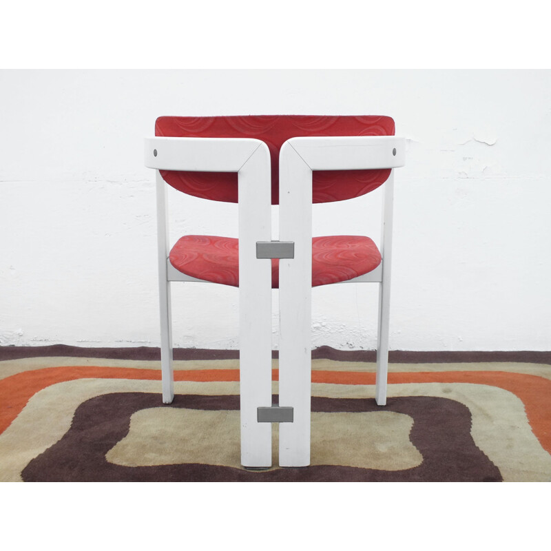 Vintage Pozzi stoelen oranje textiel Augusto Savini Pamplona Italië 1965