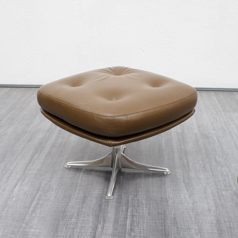 Fauteuil lounge vintage en cuir avec tabouret, COR, par Horst Brüninge dit Artikel 1960s 