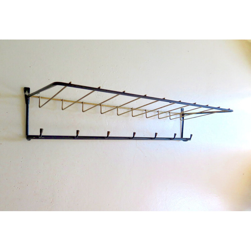 Vintage black and gold coat rack, 1950s