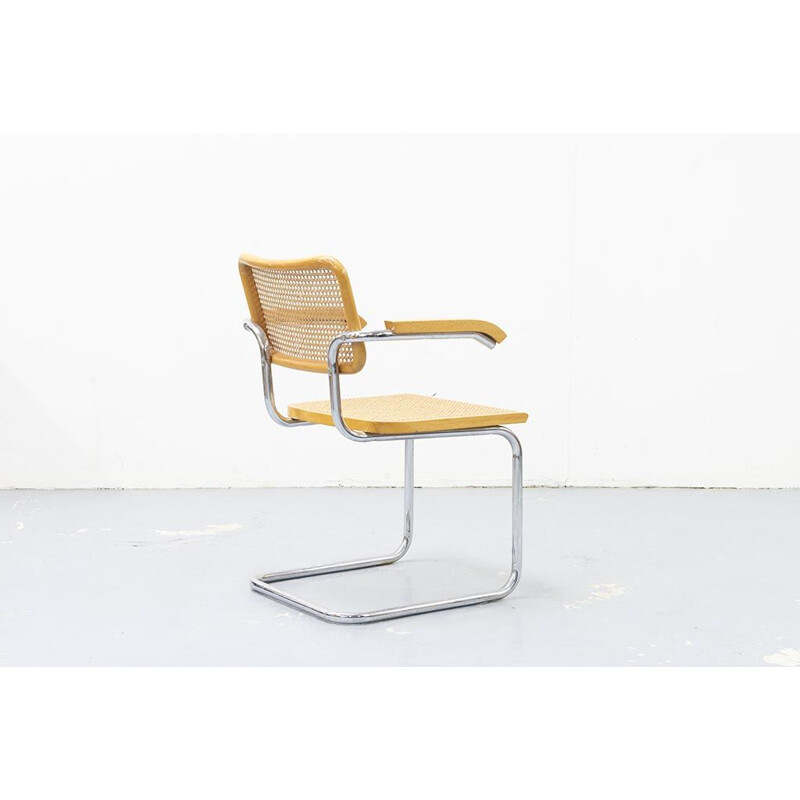 Vintage  caned armchair Cesca B64 by Marcel Breuer 1980