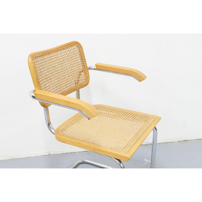 Vintage  caned armchair Cesca B64 by Marcel Breuer 1980