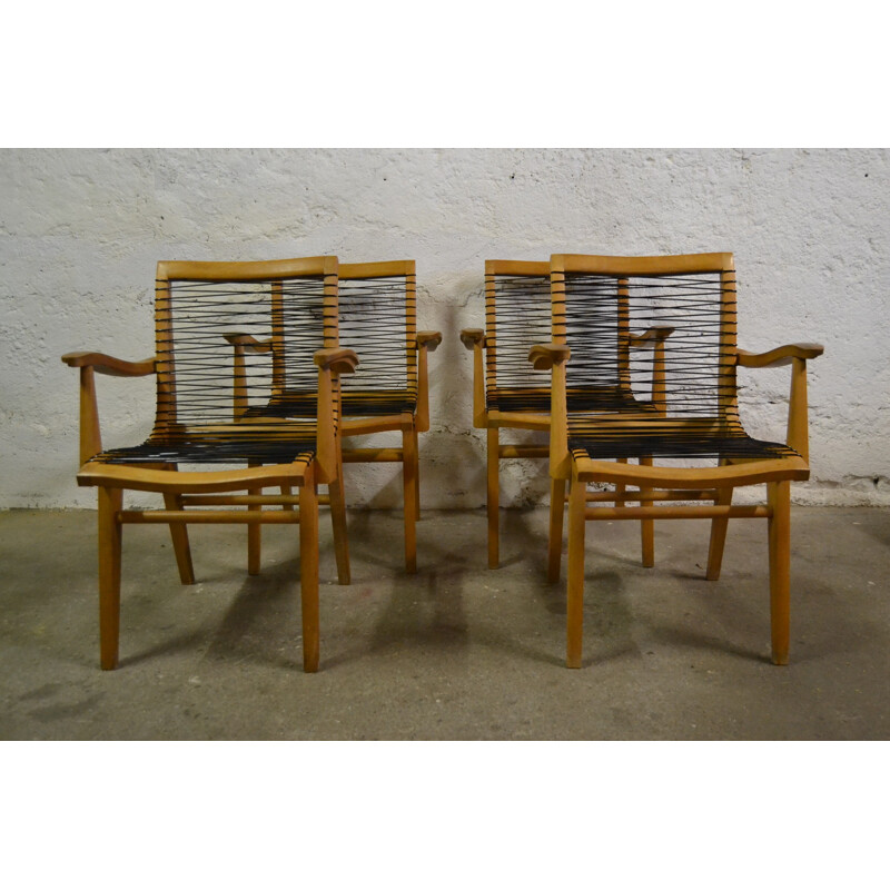 4 chaises en fils, Louis SOGNOT - années 50