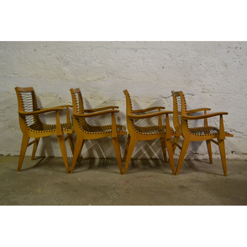 4 chairs son, Louis Sognot - 1950s 