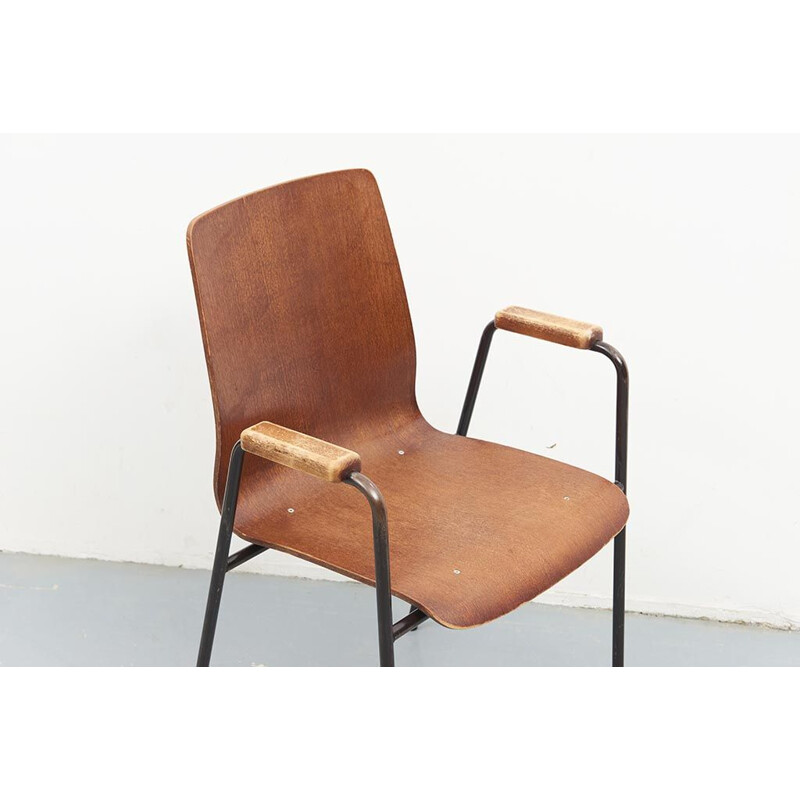 Vintage Chair Brown Oak Armrests