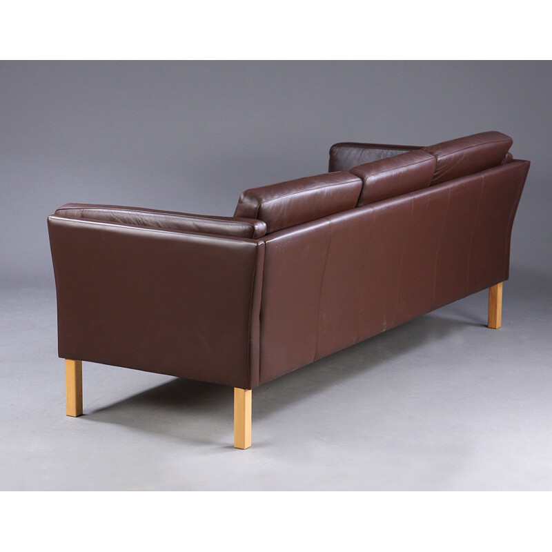 Canapé vintage en cuir brun Danois 1970