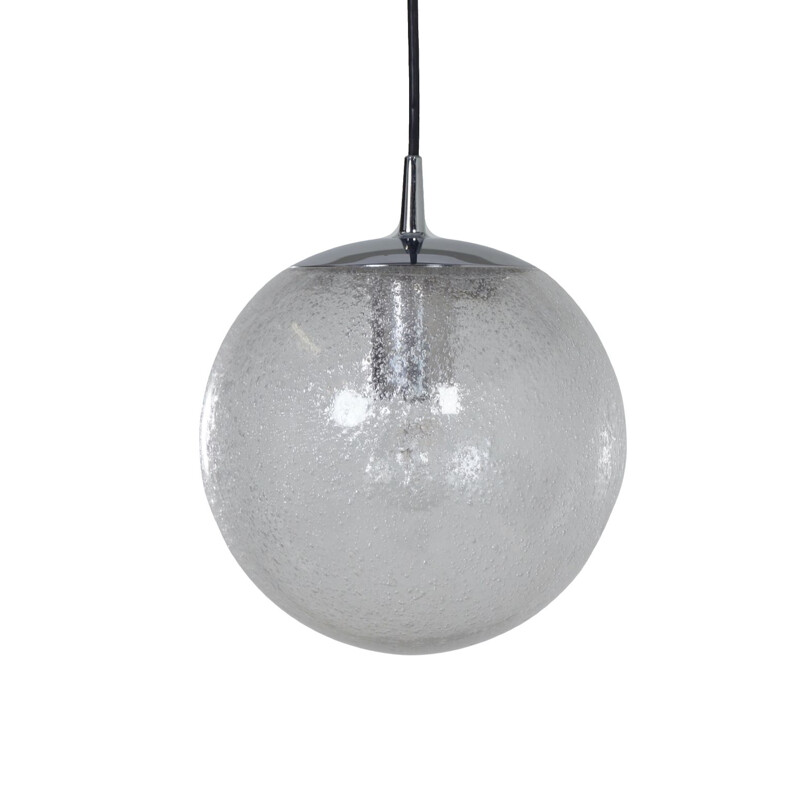Vintage Glass Hanging Lamp with Bubble Glass by Peill and Putzler, 1970s