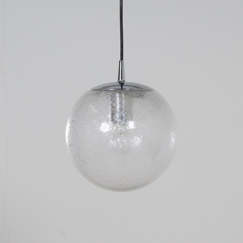 Vintage Glass Hanging Lamp with Bubble Glass by Peill and Putzler, 1970s