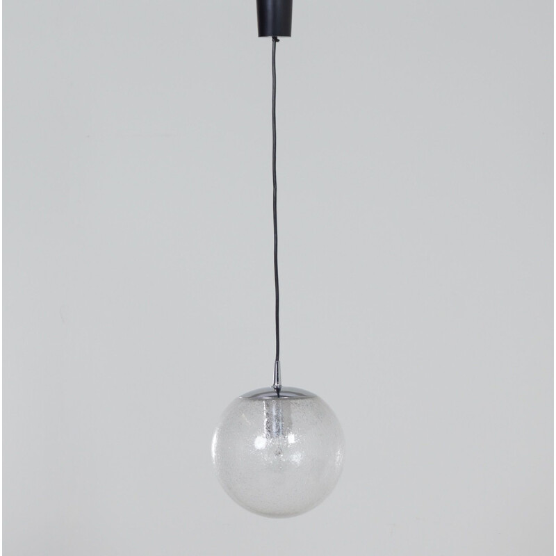 Vintage Glass Hanging Lamp with Bubble Glass by Peill and Putzler, 1970s