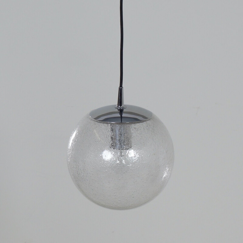 Vintage Glass Hanging Lamp with Bubble Glass by Peill and Putzler, 1970s