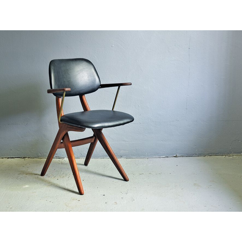 Vintage dining room chair Louis van Teeffelen scissor for Webe 1960