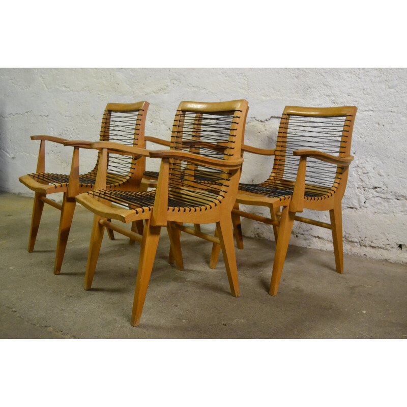 4 chairs son, Louis Sognot - 1950s 