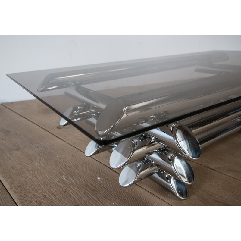 Vintage coffee table in metal tubes