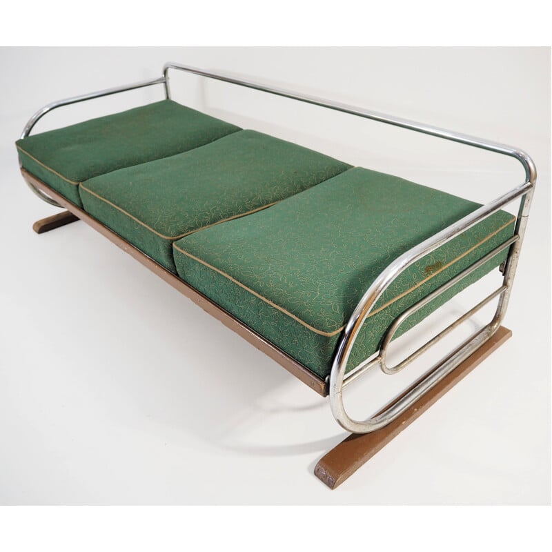 Vintage Chrome Sofa by Robert Slezak Art Deco 1930s